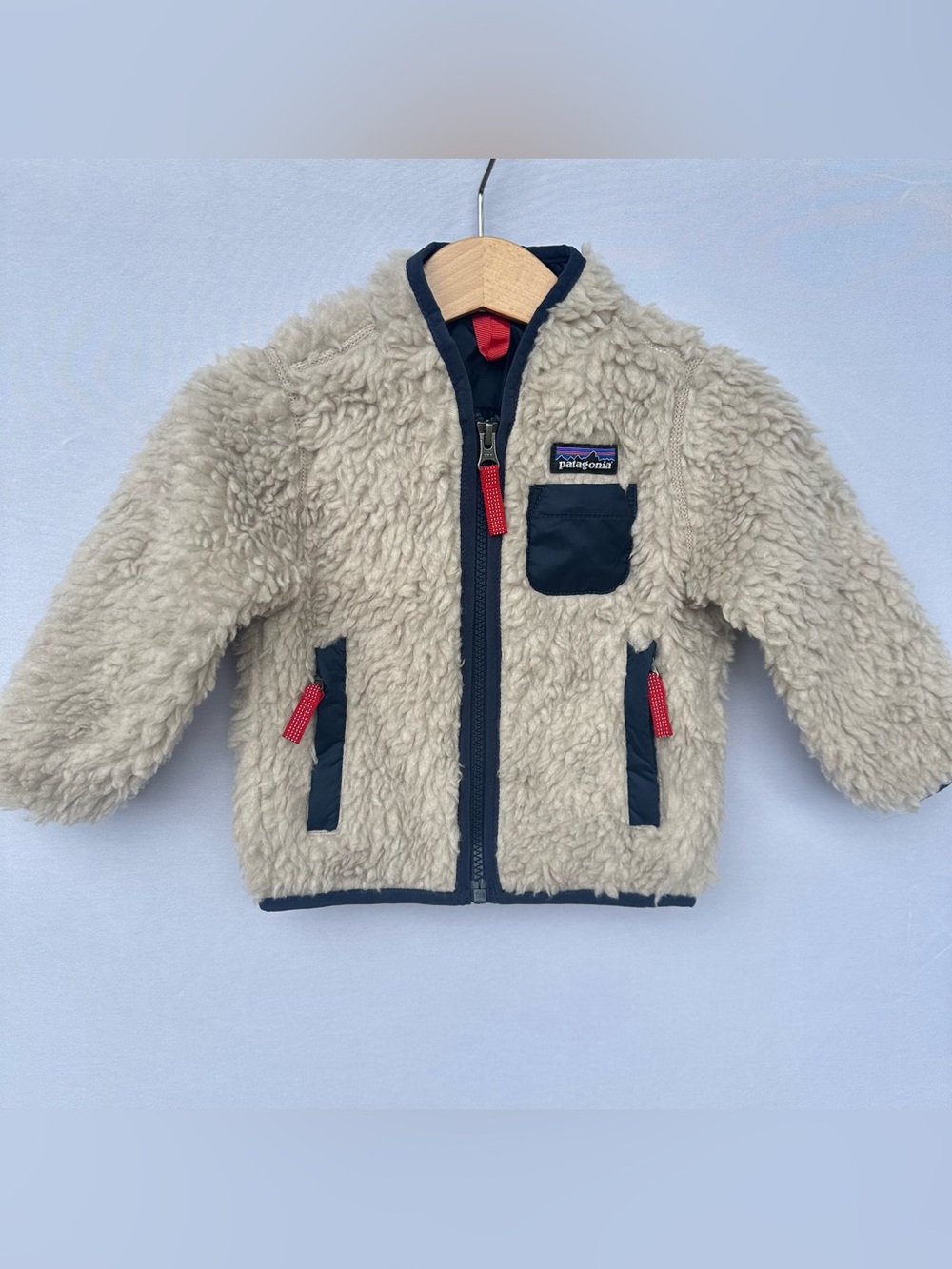 PATAGONIA BABY RETRO X SHERPA FLEECE JACKET SIZE 6/12 MO LIKE NEW